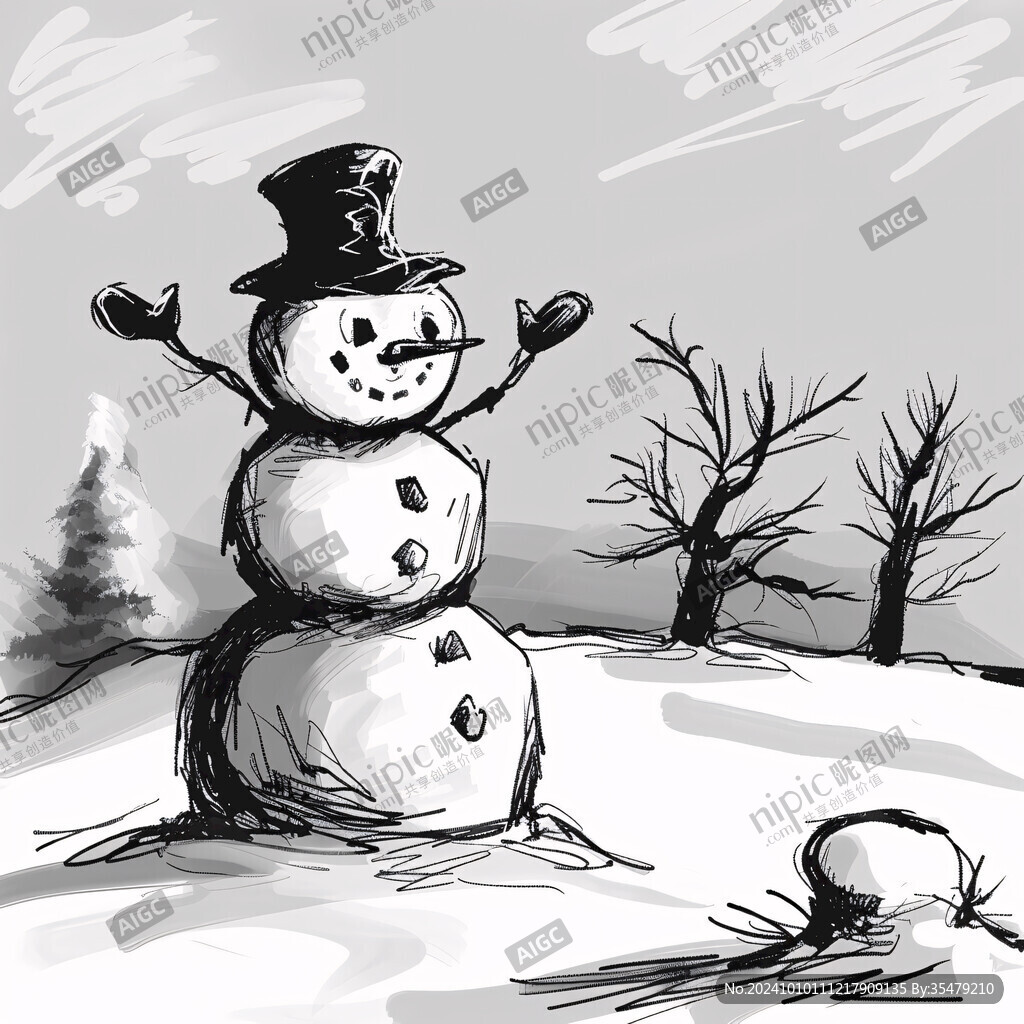 堆雪人插畫