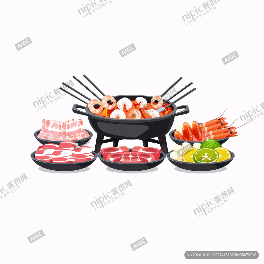 鍋燒烤擼串插畫(huà)