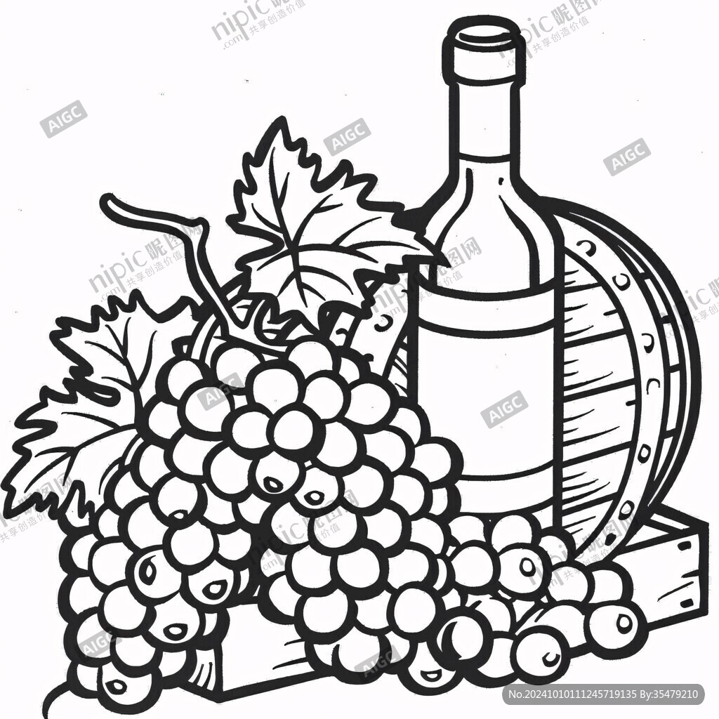 手繪釀酒葡萄