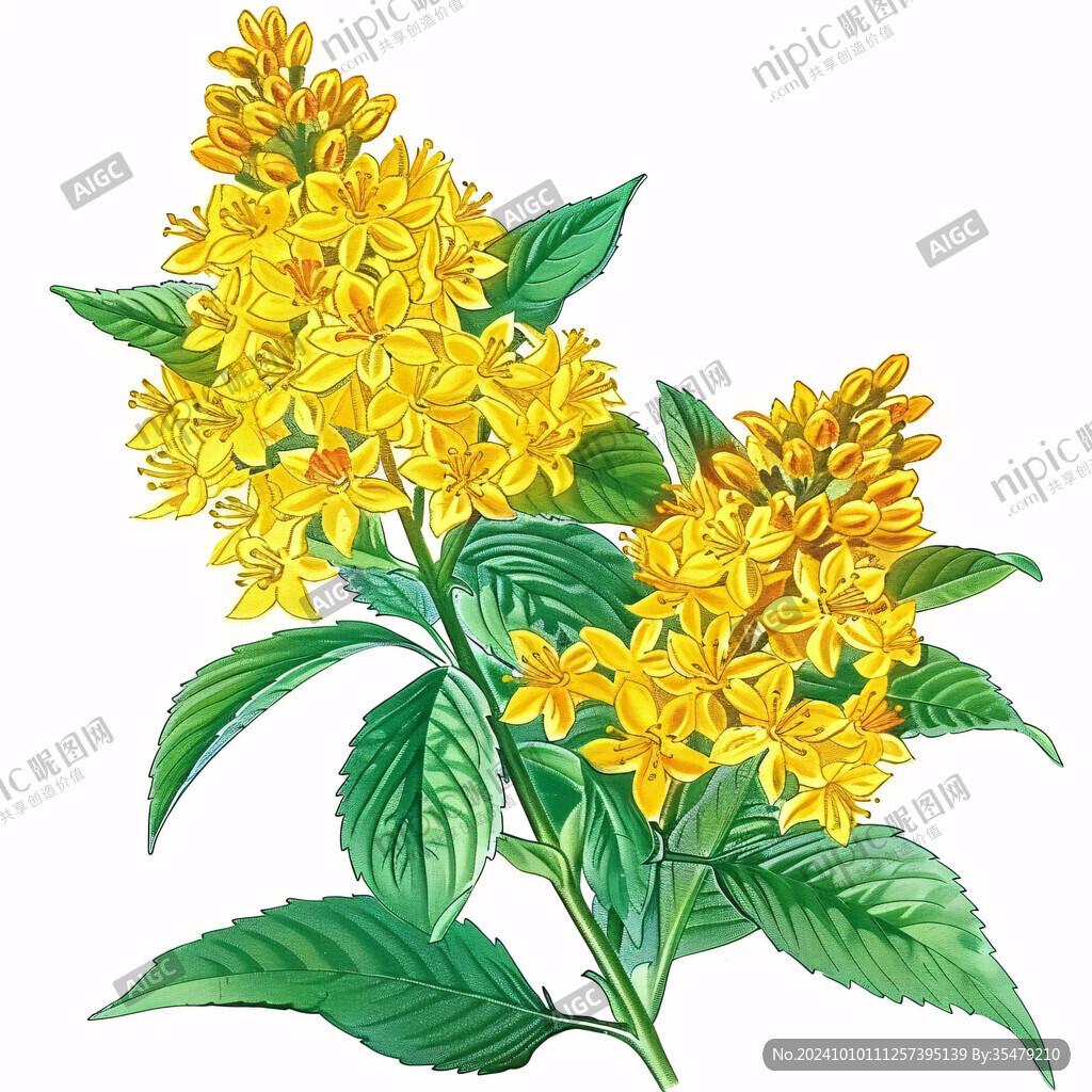 黃花九輪草插畫春天
