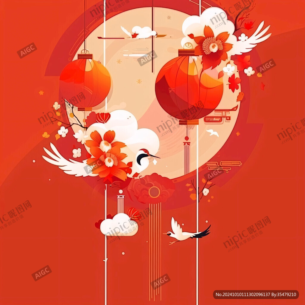 國潮柿子花鳥