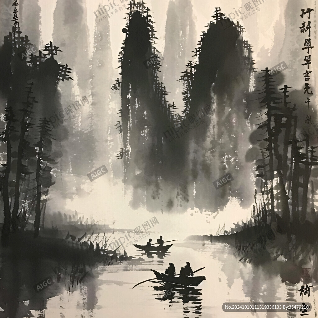 漓江泛舟國(guó)畫(huà)