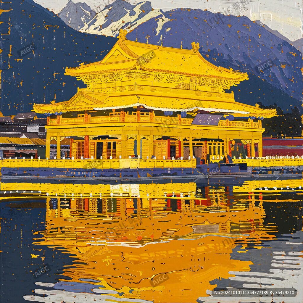 藏族建筑藏族水墨建筑