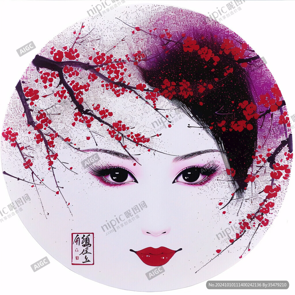 圓形美女畫