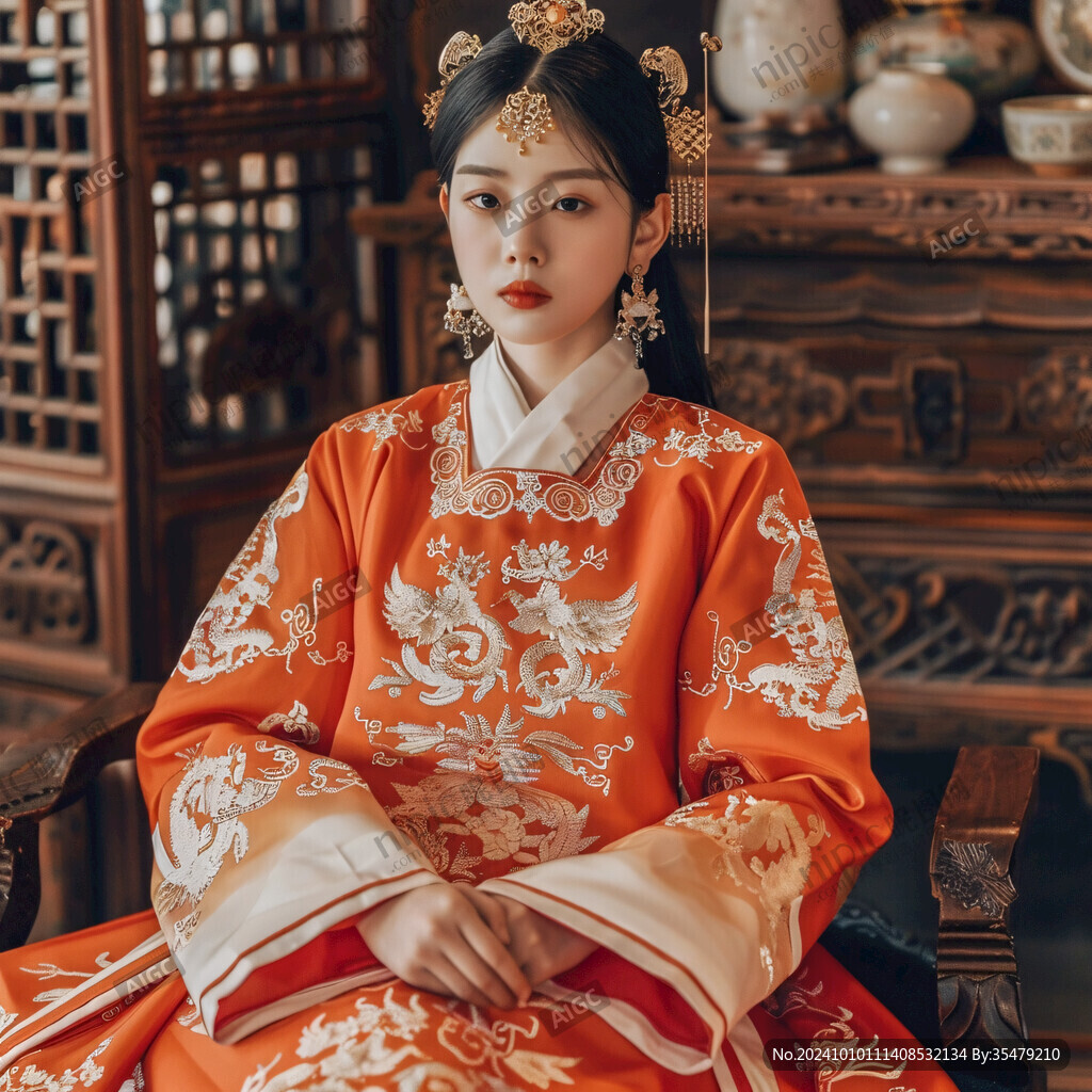 通袖過(guò)肩龍柿蒂緞