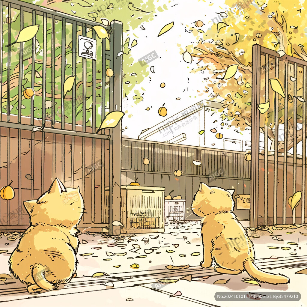 銀杏樹下的花貓
