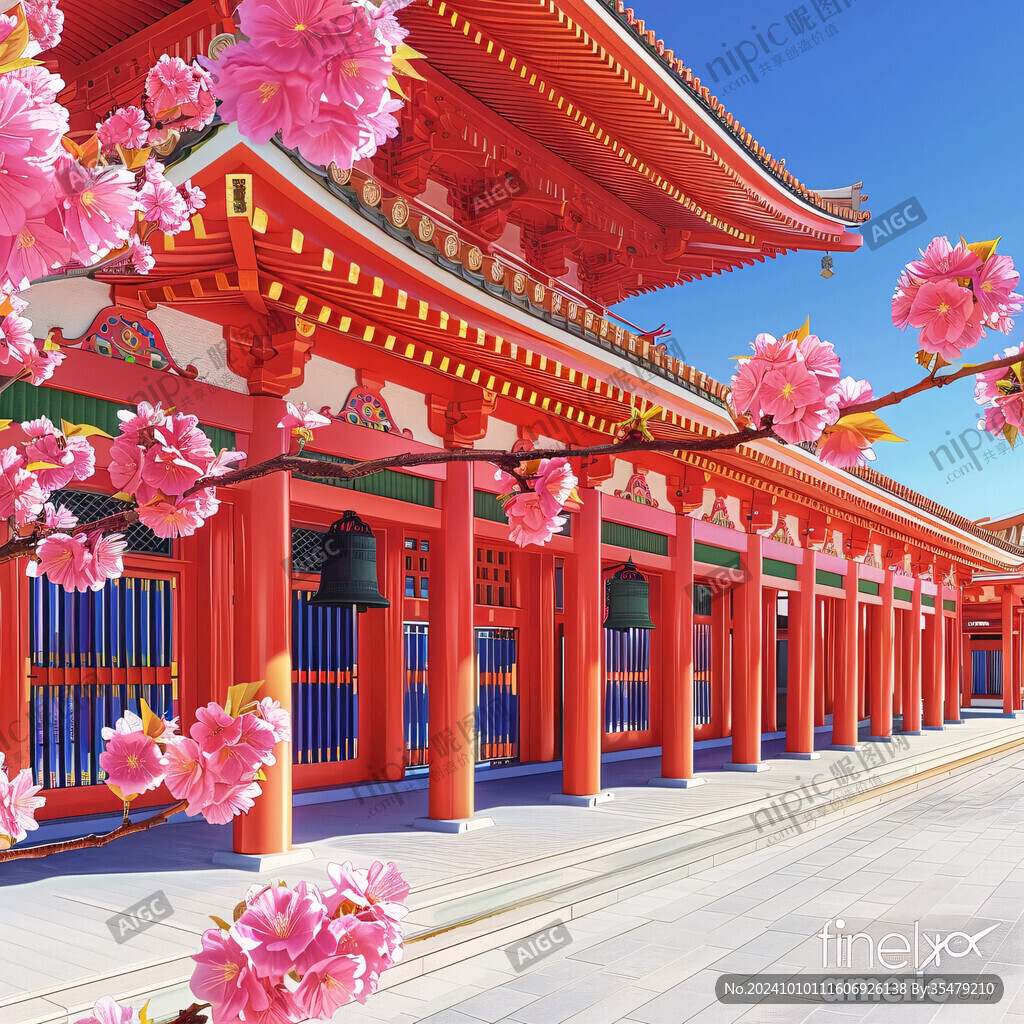 日本櫻花庭院建筑