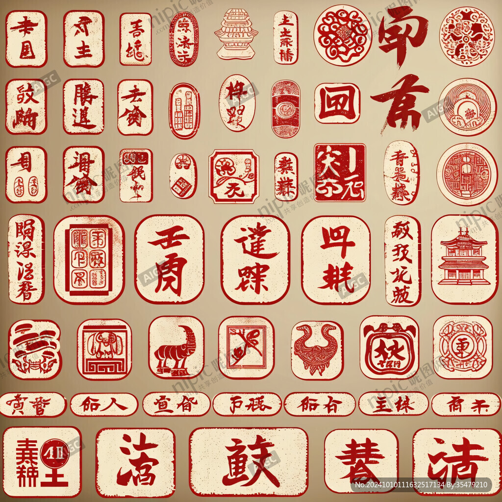 中國元素字模印章