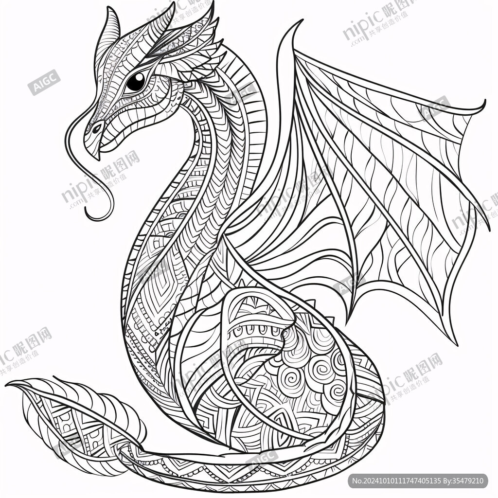 線描端午龍