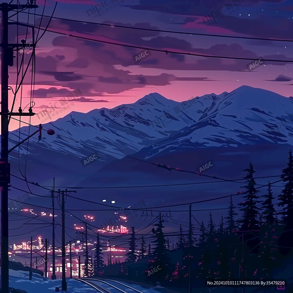 黃昏場景插畫