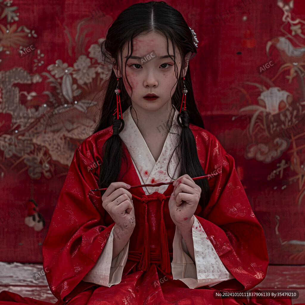 紅色古裝少女
