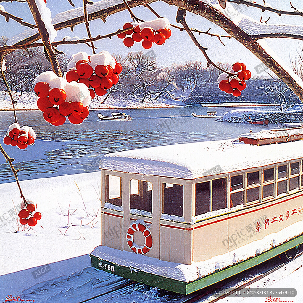 雪中公交車