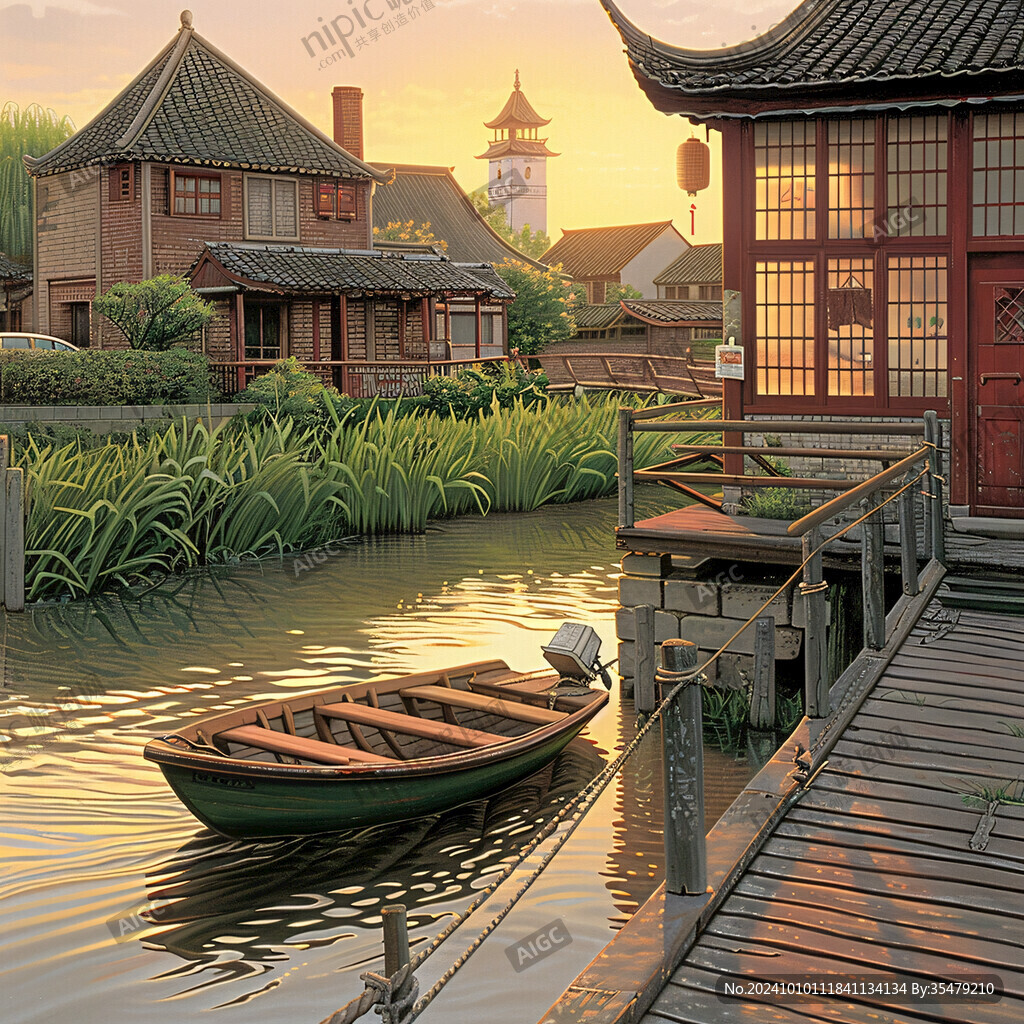 水鄉(xiāng)村鎮(zhèn)場景