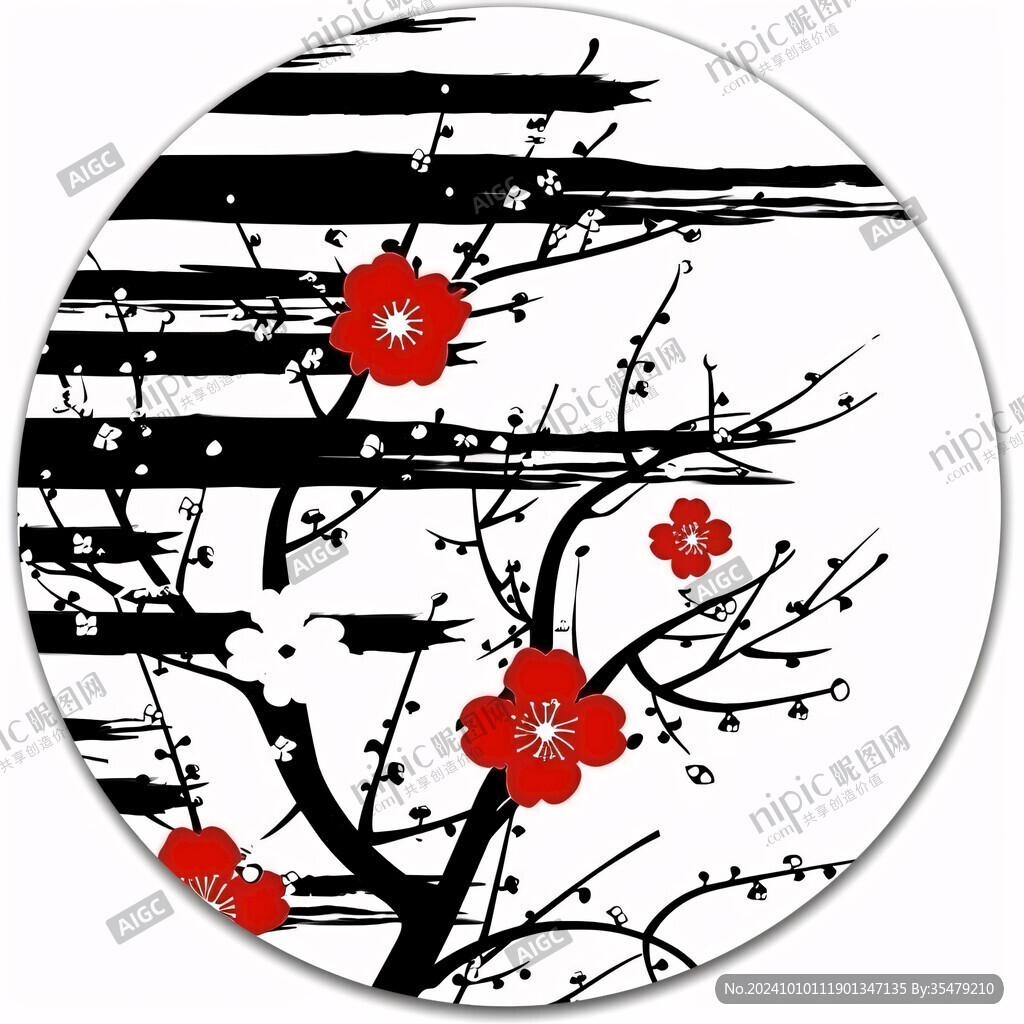 梅花圓形裝飾畫