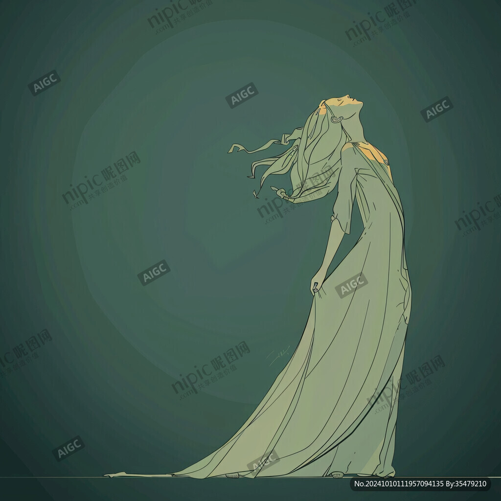 吹簫古風人物插畫