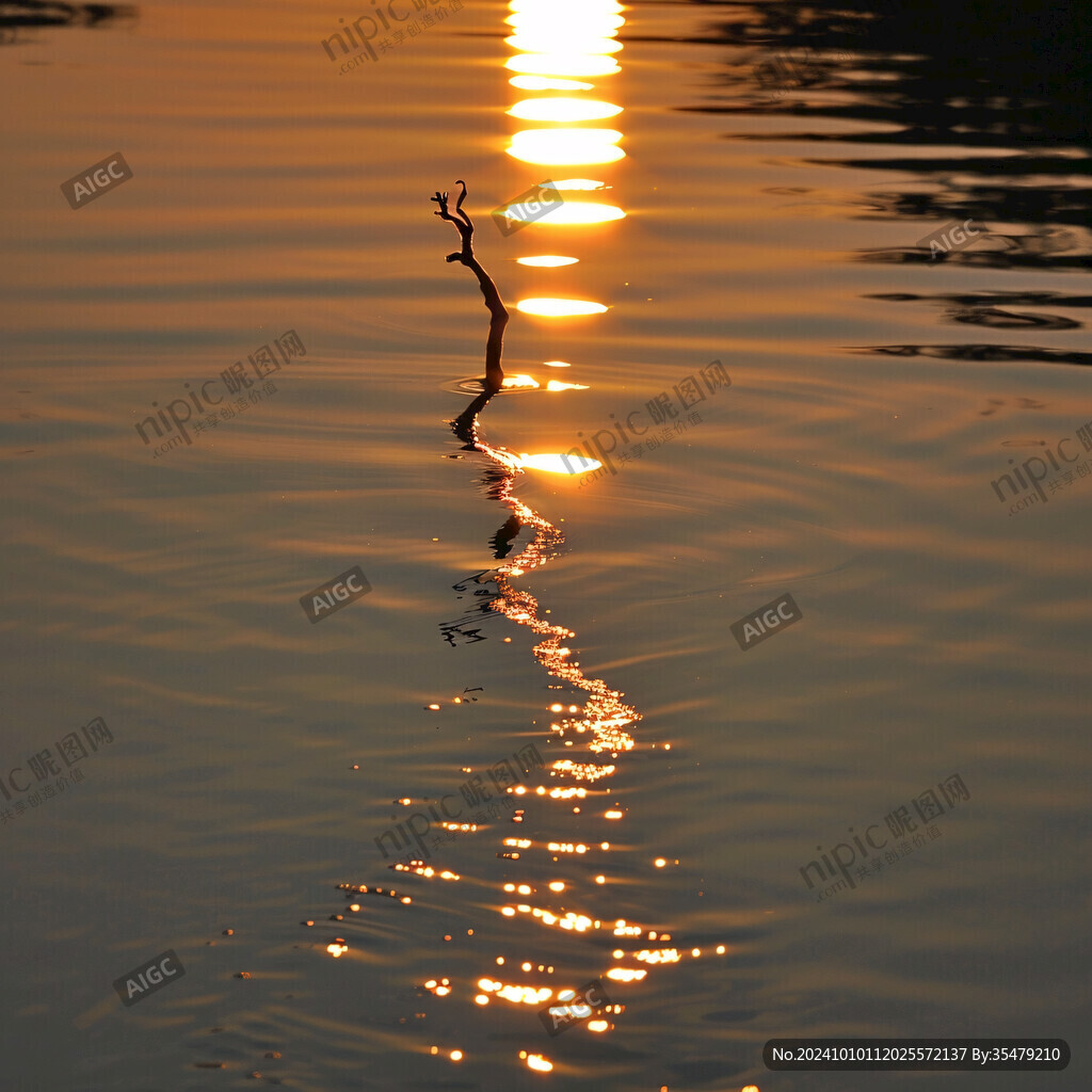 夕陽(yáng)水紋湖泊波紋
