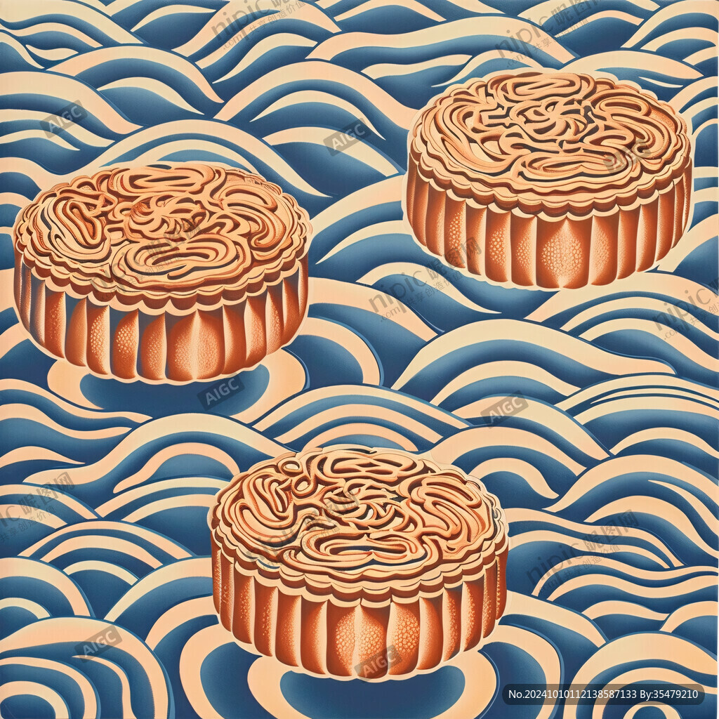 國(guó)風(fēng)月餅插畫