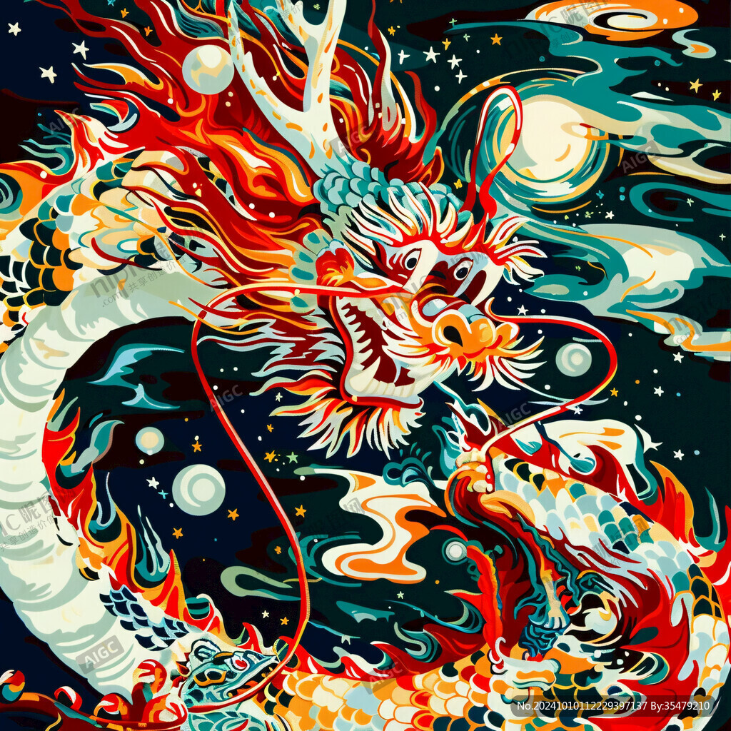 國潮插畫國潮龍