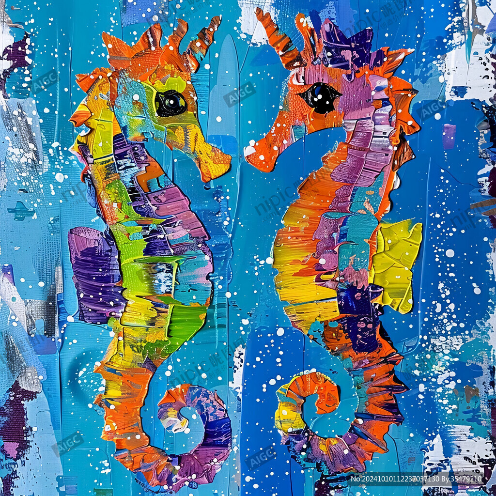 水產海馬插畫