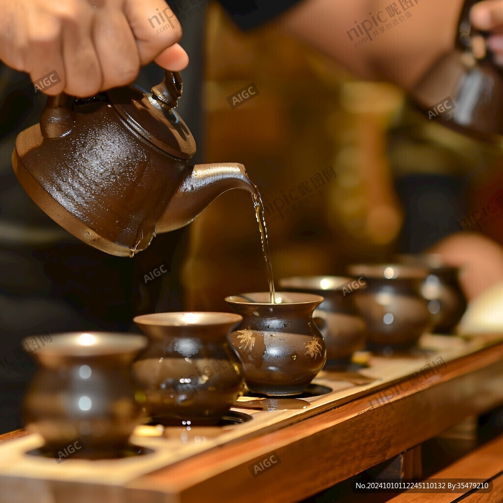 茶館立體畫倒茶