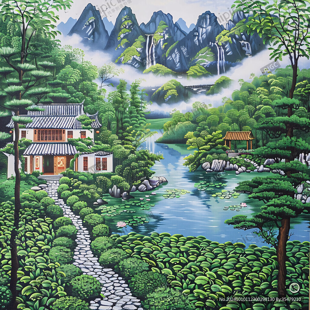 山水風(fēng)景彩繪