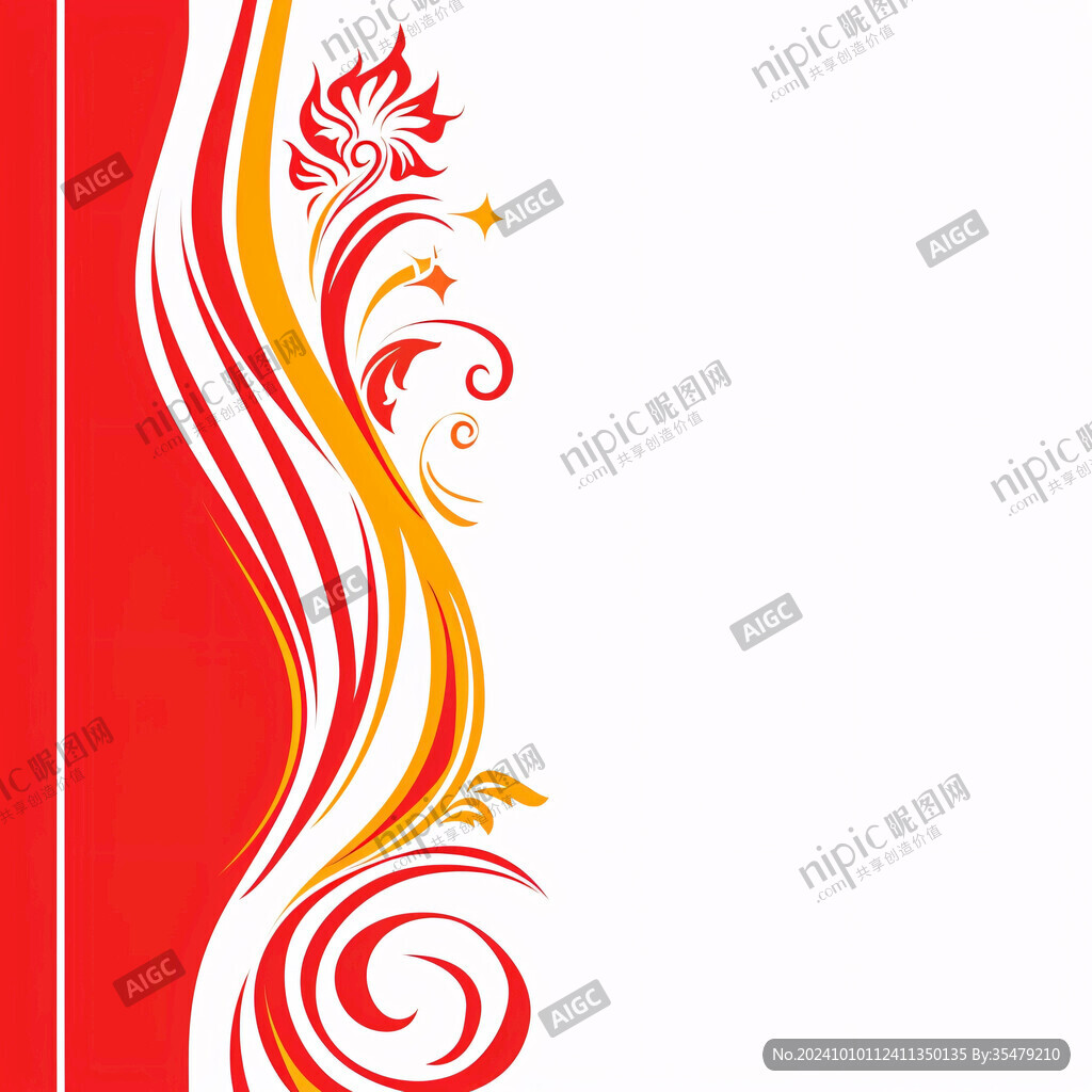 紅色曲線(xiàn)花紋背景