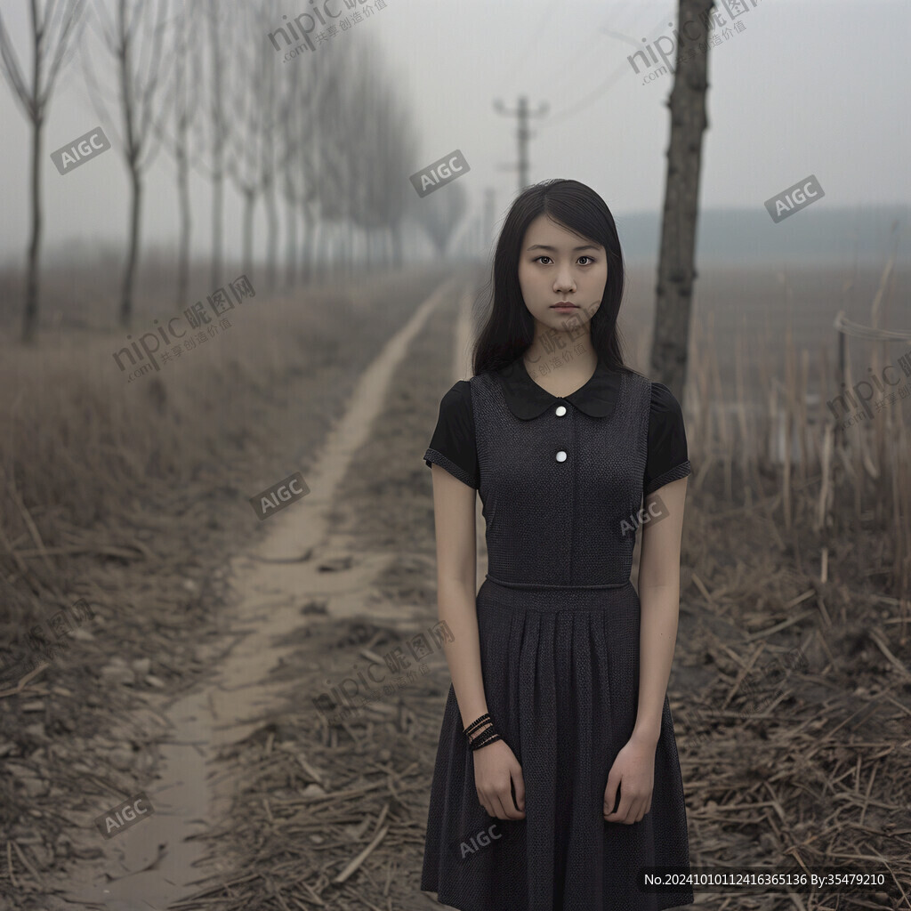鄉間小路上的小姑娘