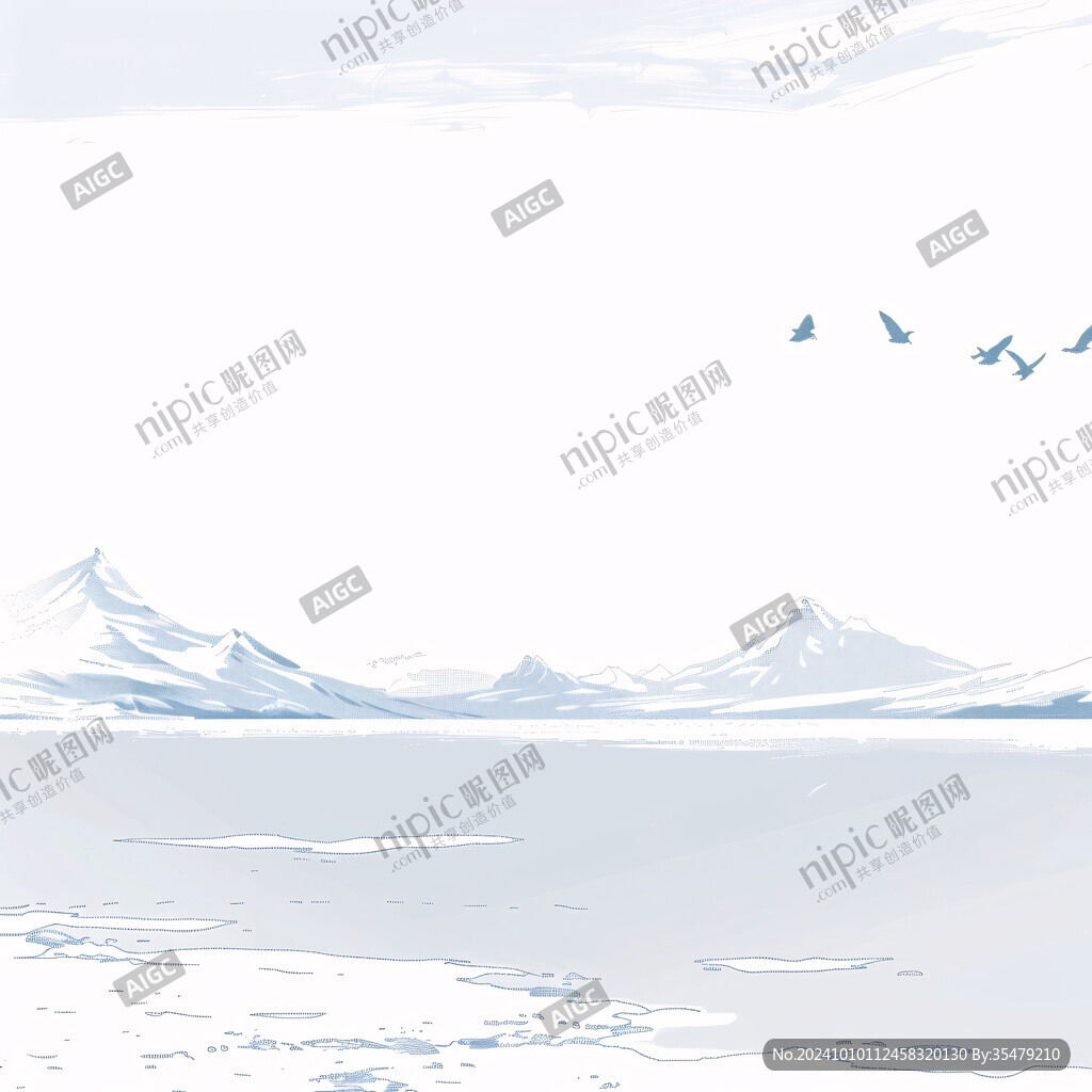 手繪雪山雪地