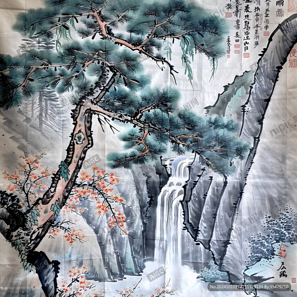 山水中堂山水畫