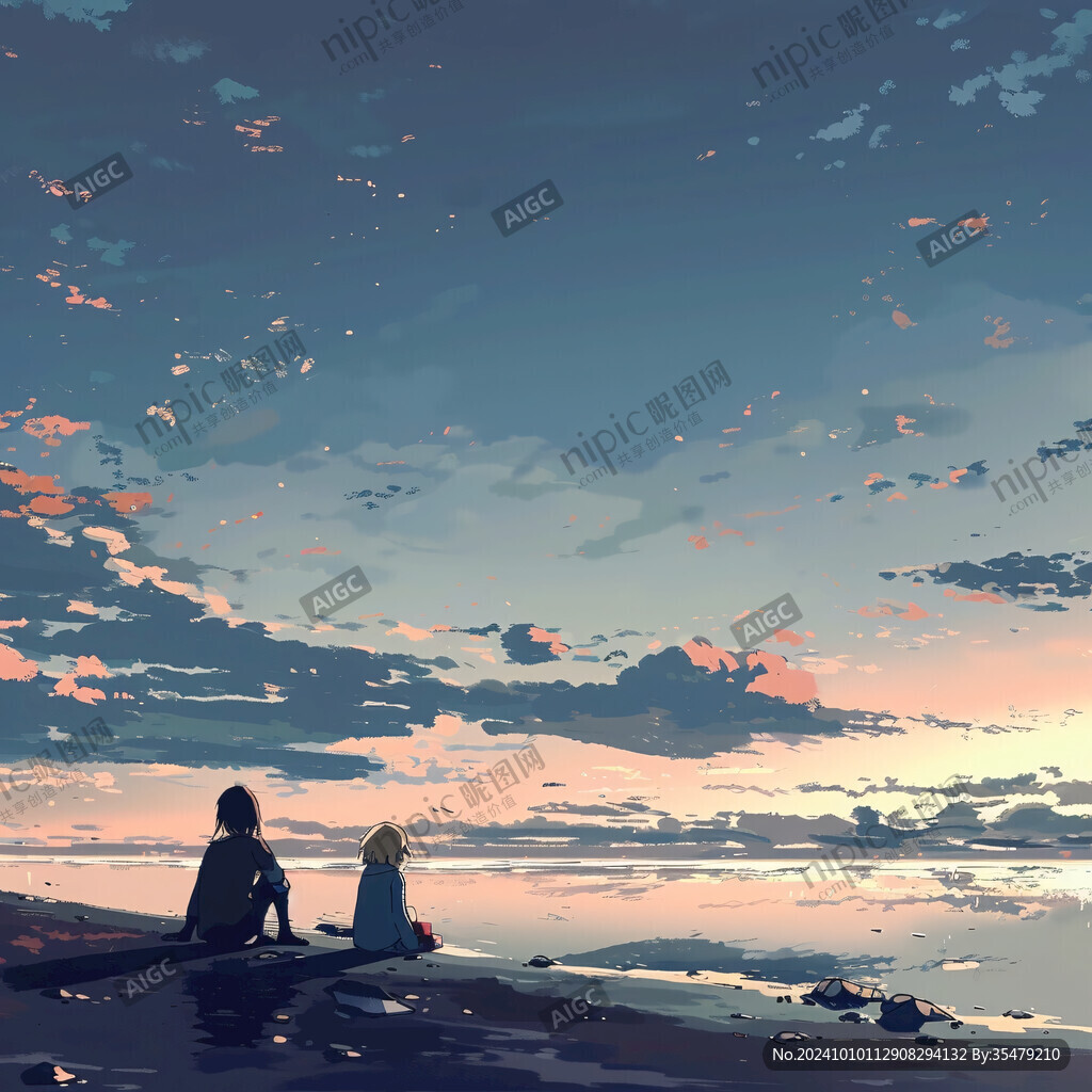 湖邊一起看海的女孩