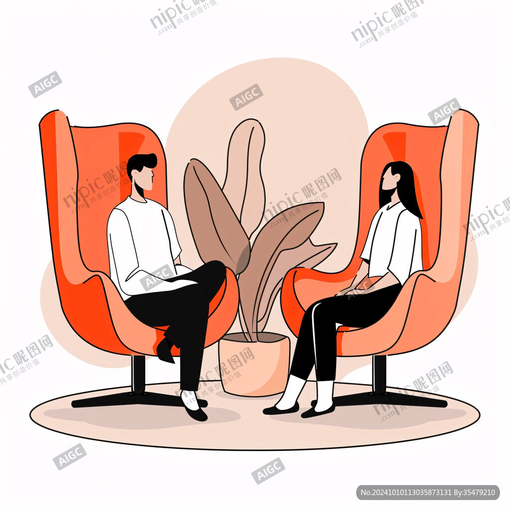 坐姿人物插畫