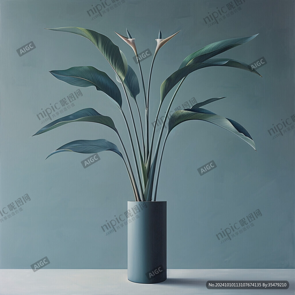 綠色植物花瓶素材設(shè)計(jì)