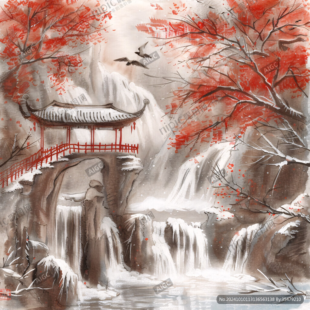 秋天風景山水畫