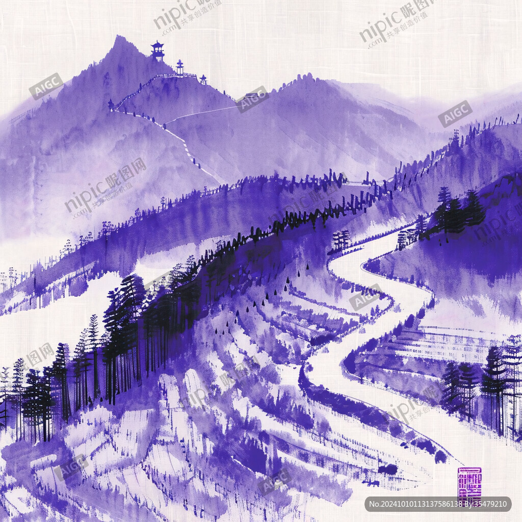 韓國水彩水墨山水