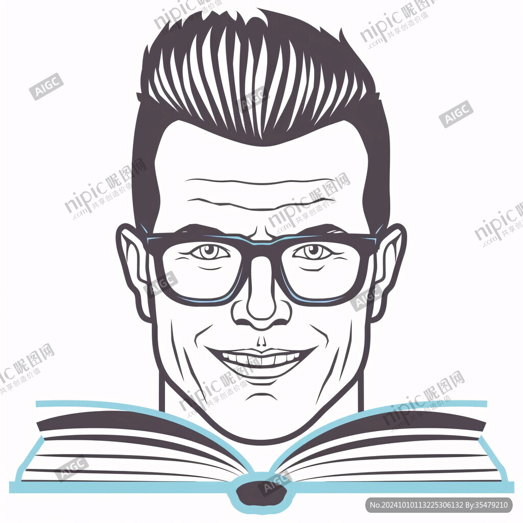 眼鏡男子線條圖