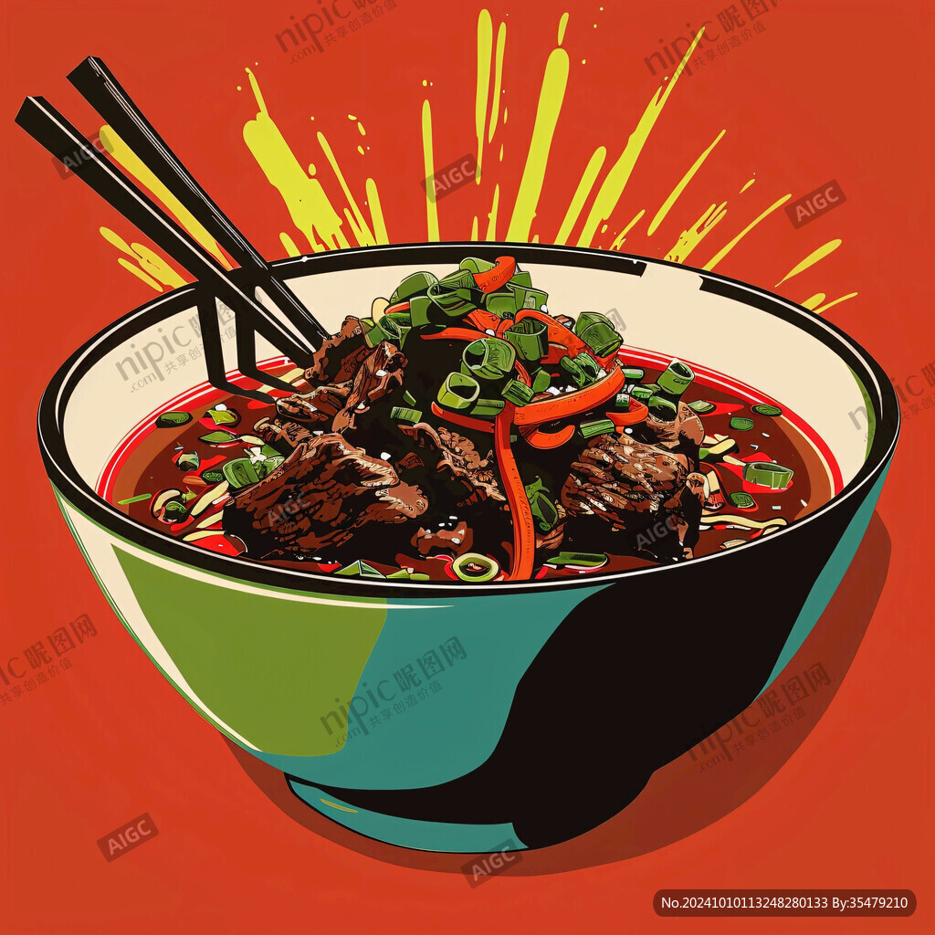 紅燒牛肉面插畫(huà)