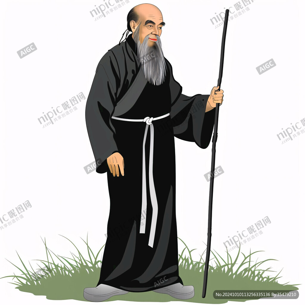 卡通古代老人郎中