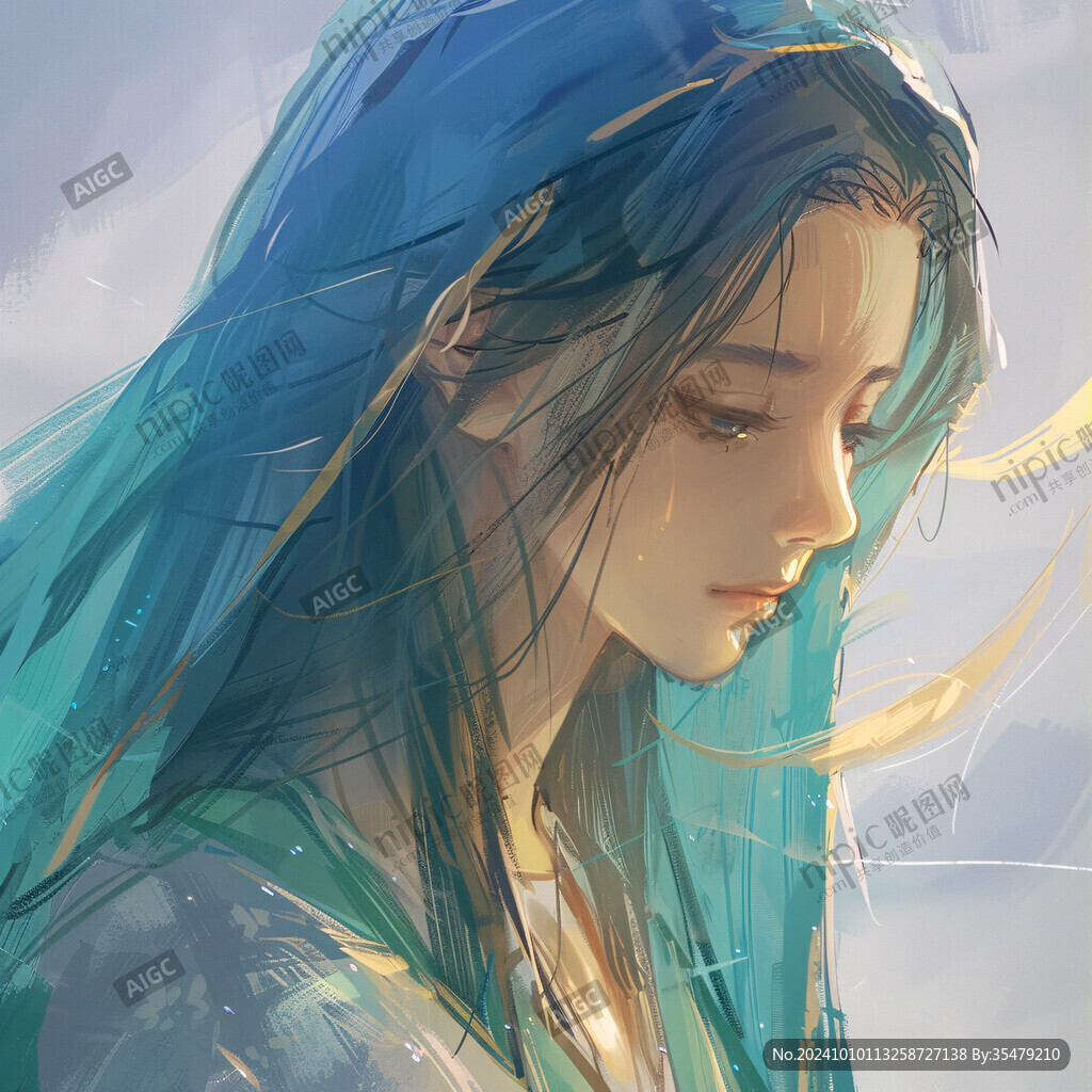 長(zhǎng)發(fā)少女插畫