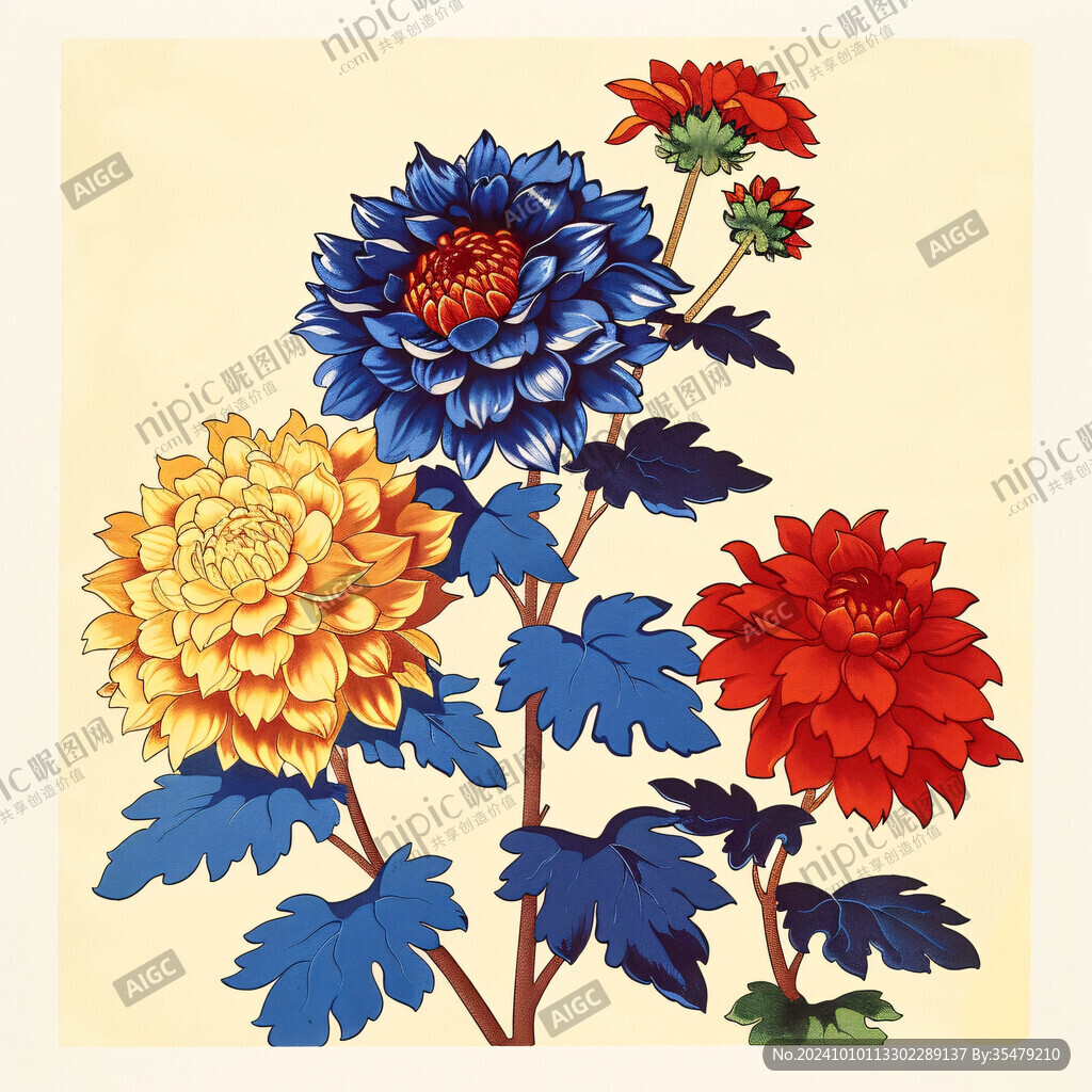 國(guó)潮菊花插畫(huà)