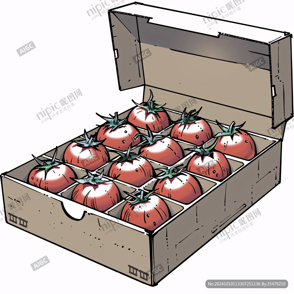 西紅柿插畫番茄禮盒