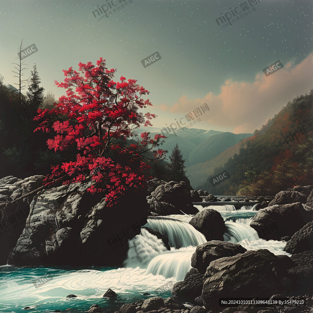 秋季河流山戀