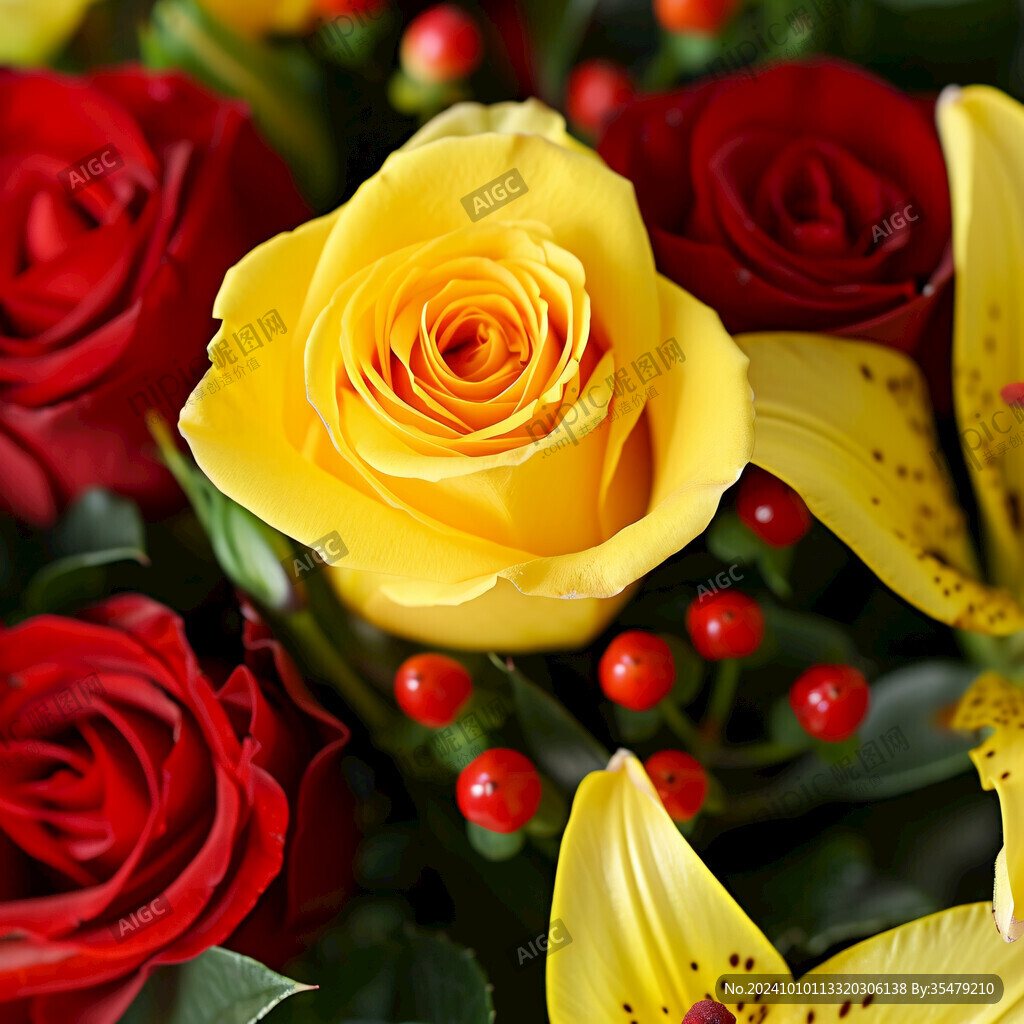 鲜花红黄玫瑰 鲜花红黄玫瑰