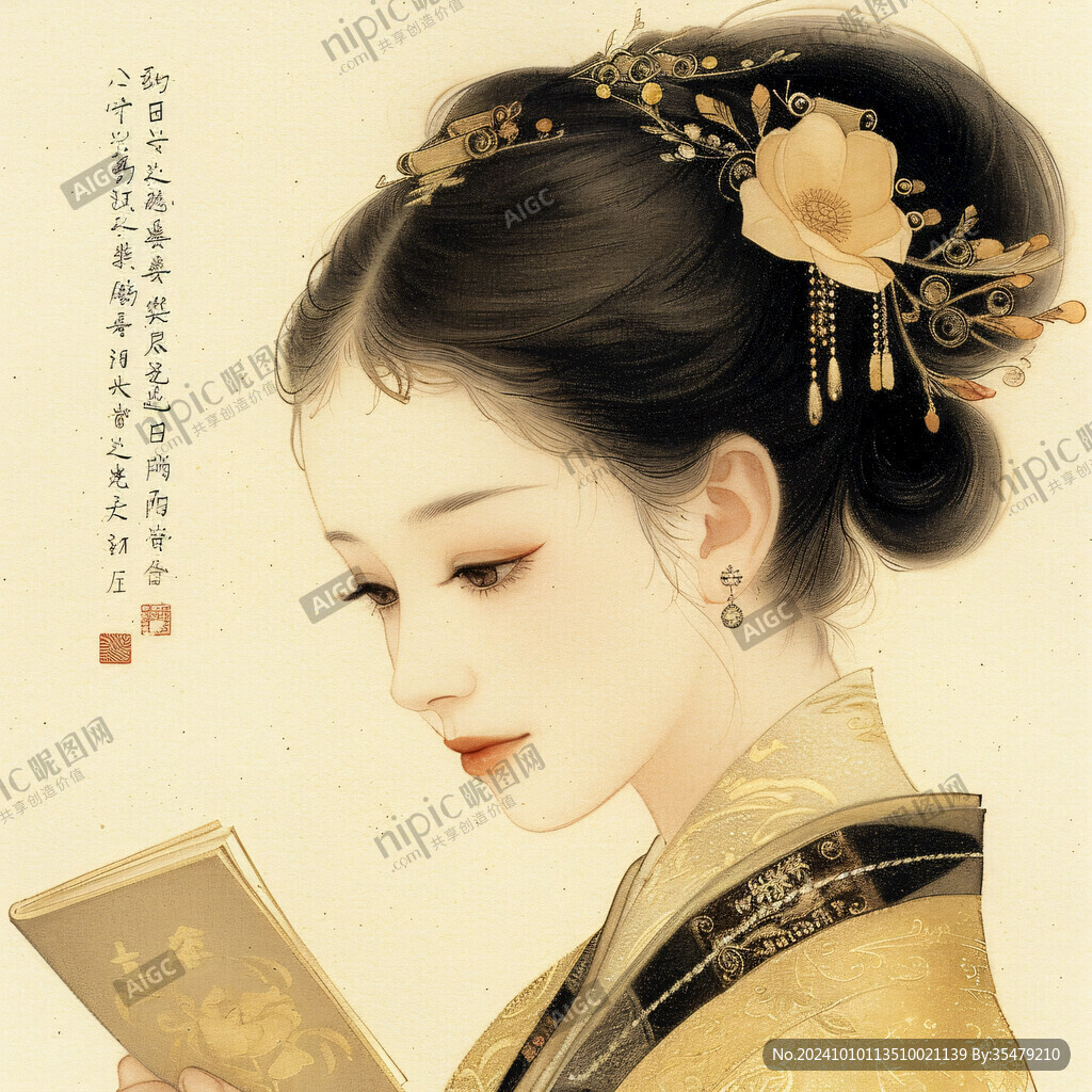 宮廷美女人物插畫