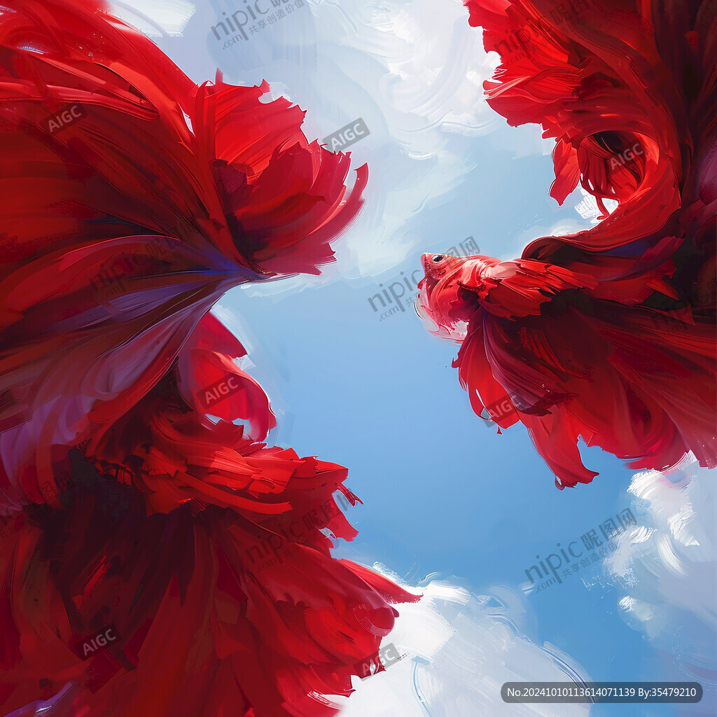 3d紅色花