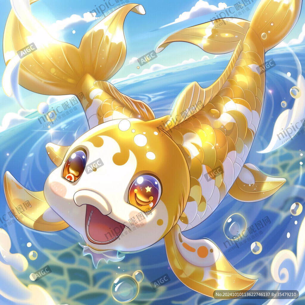卡通牛錦鯉轉運鯉魚