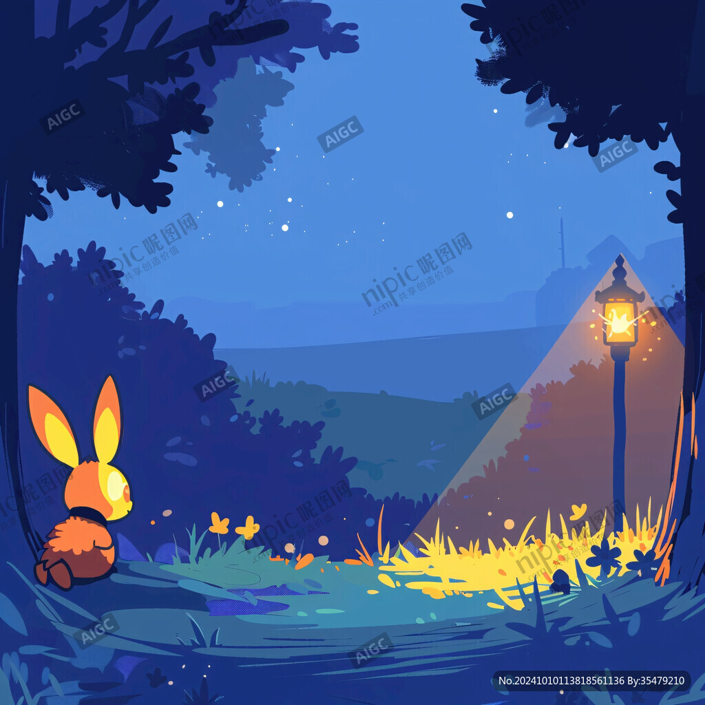 星空兔子月亮插畫(huà)