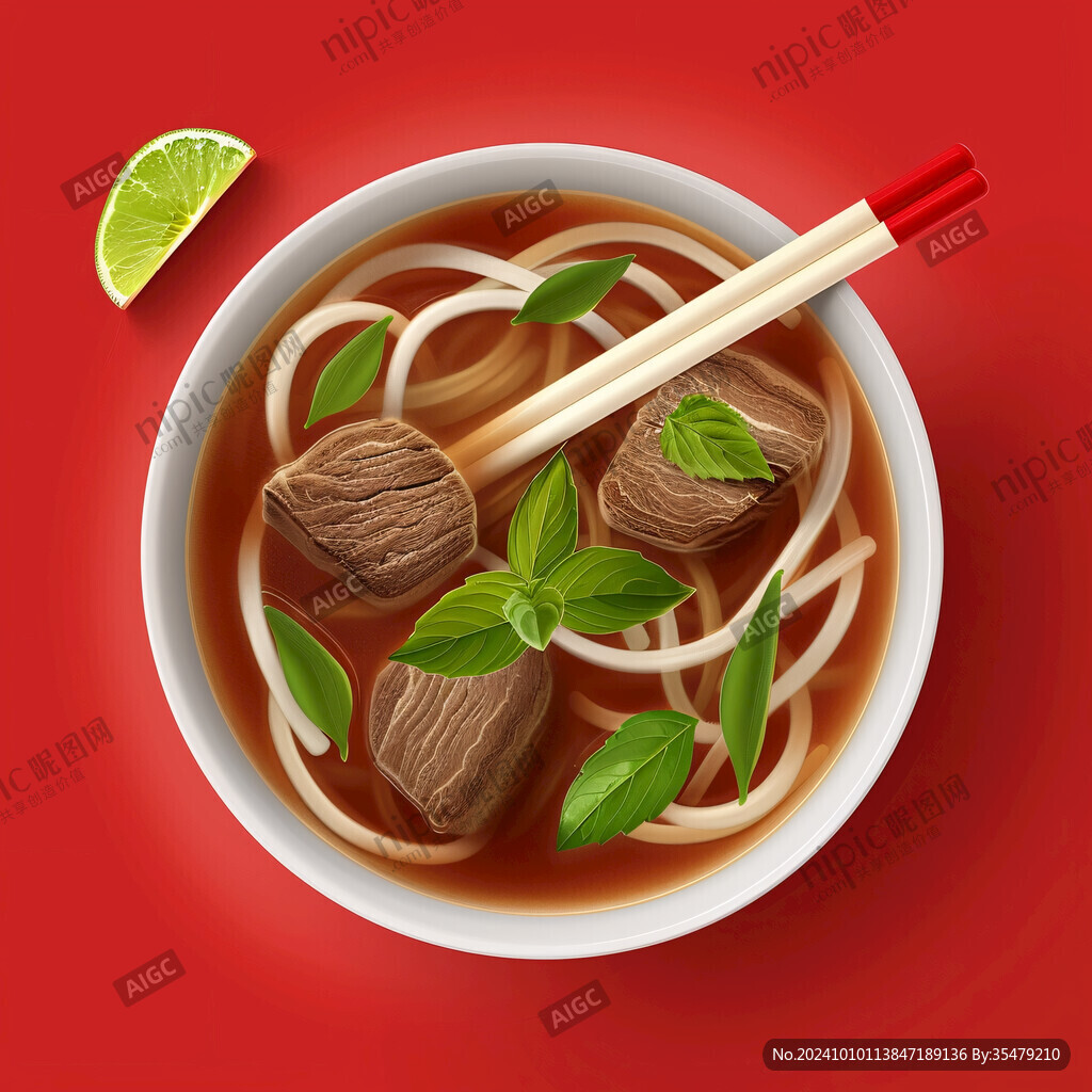 牛肉丸面美食插畫