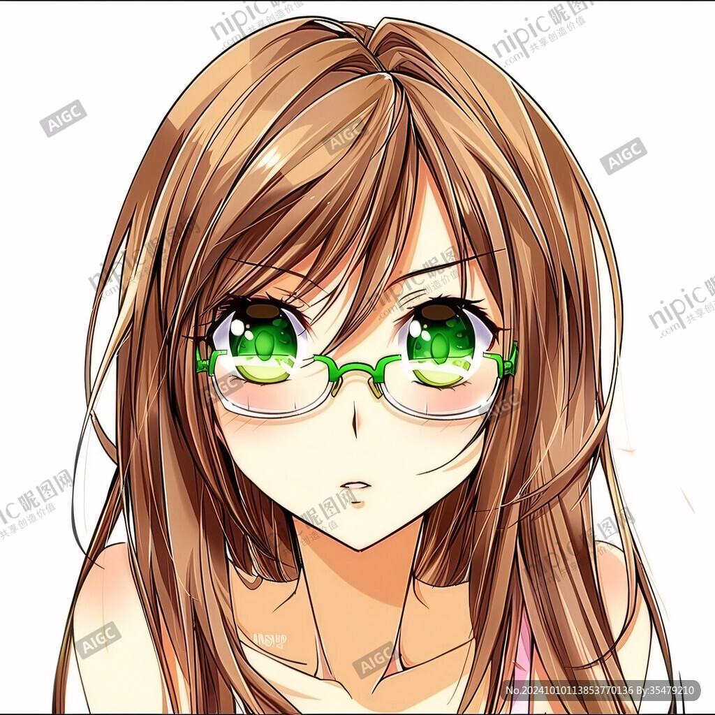 插畫人物戴眼鏡女孩