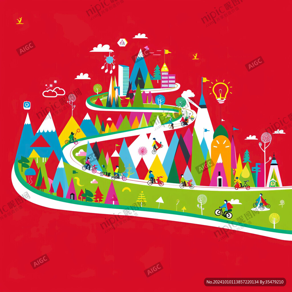 旅游足跡插畫