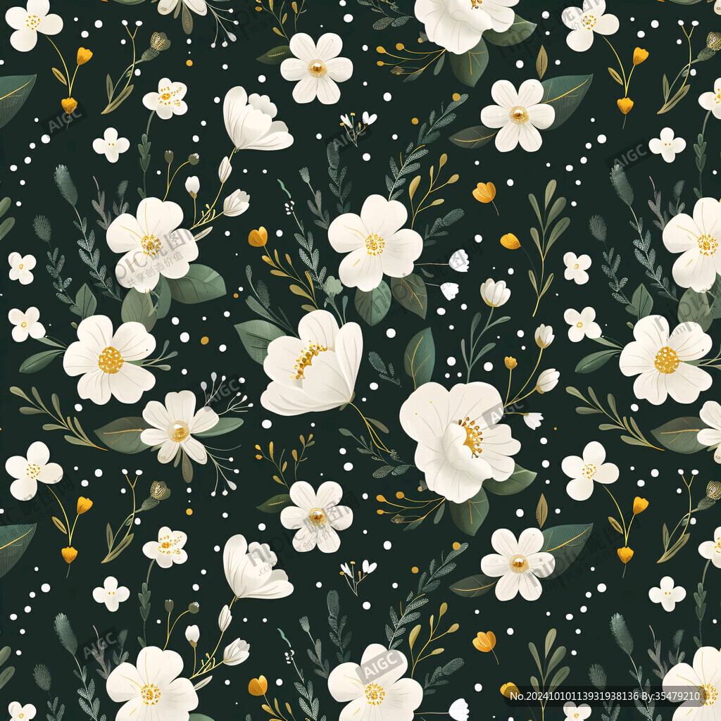 白色花卉小碎花圖案